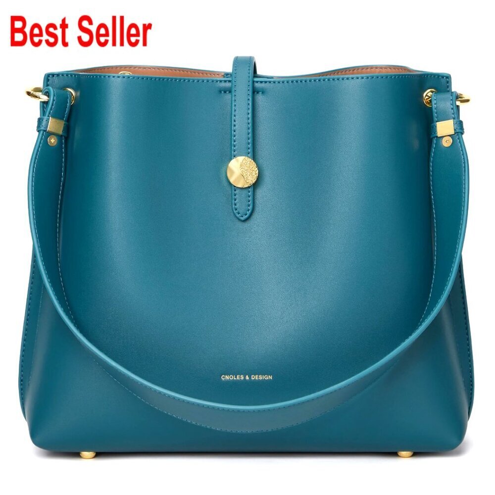 Genuine Leather Tote Bag with Adjustable Shoulder Strap and Top Handle